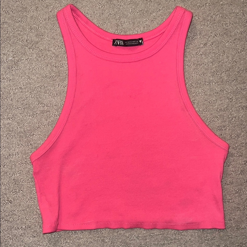 Zara Pink Ribbed Crop Top